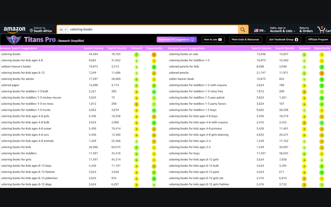 Titans Pro - Amazon KDP Keyword Research Tool截图1