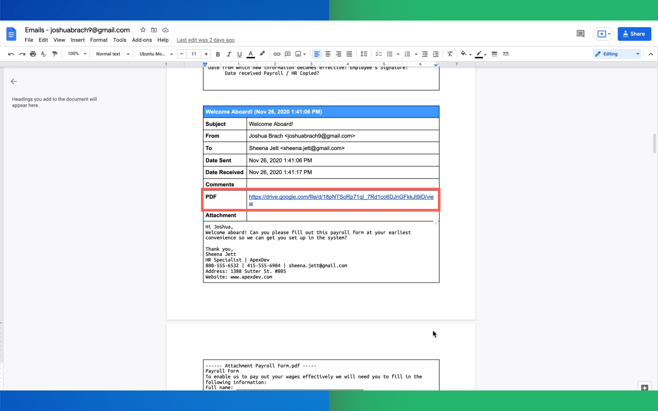 Export Emails to Docs截图1