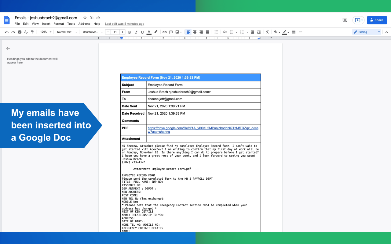 Export Emails to Docs截图2