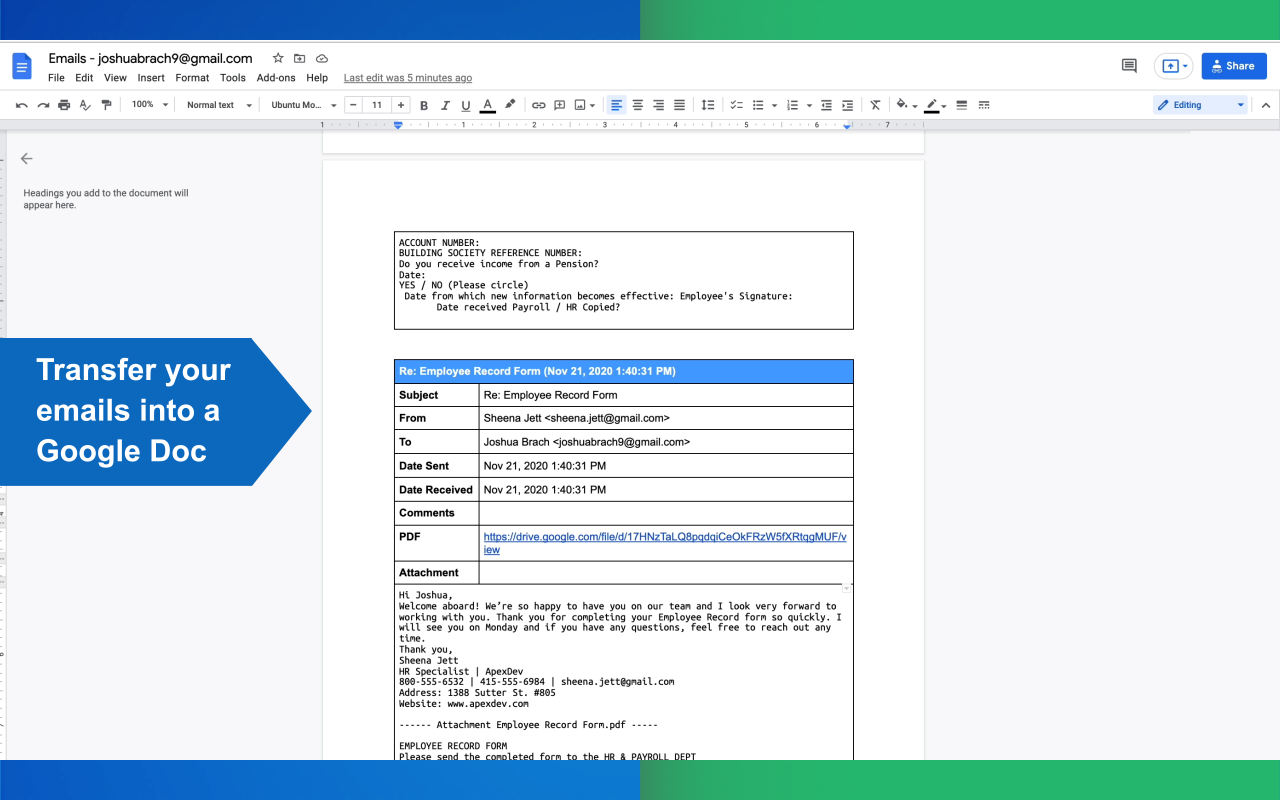 Export Emails to Docs截图3