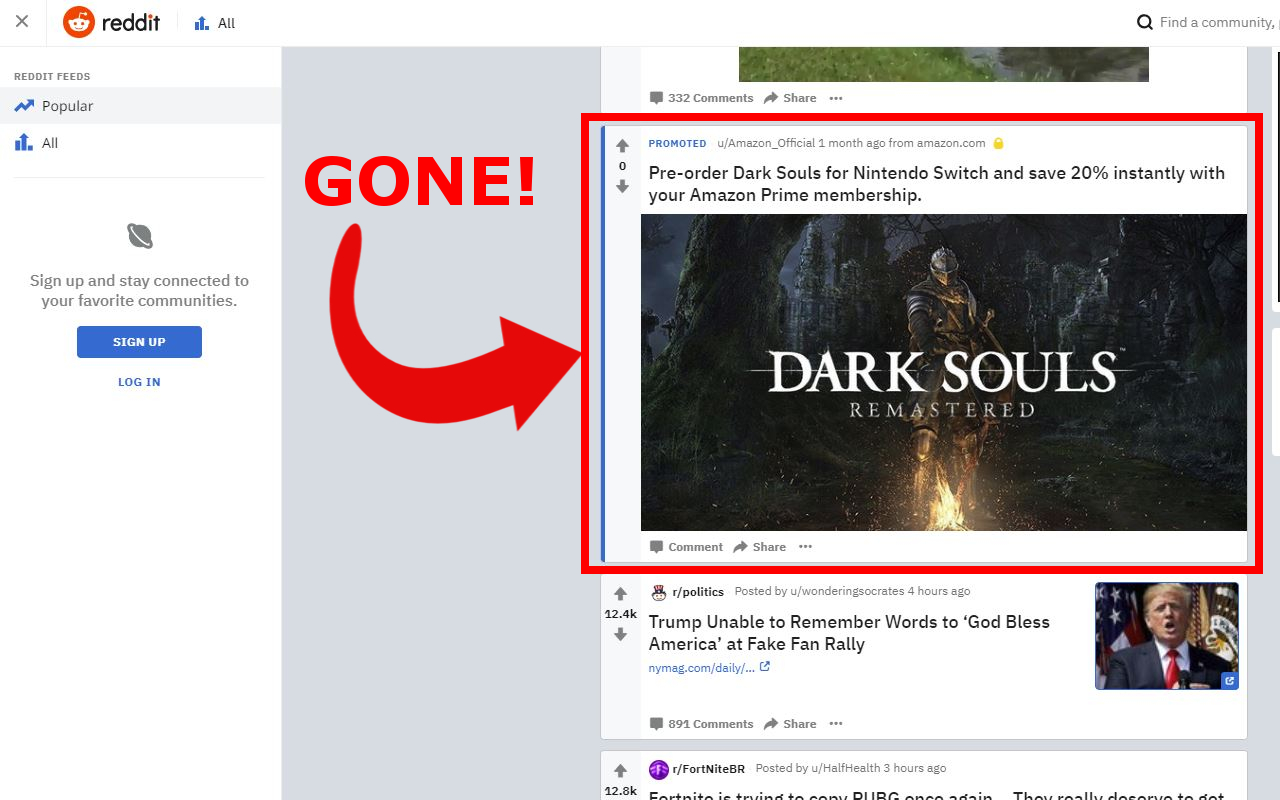 Reddit Promoted Ad Blocker截图1