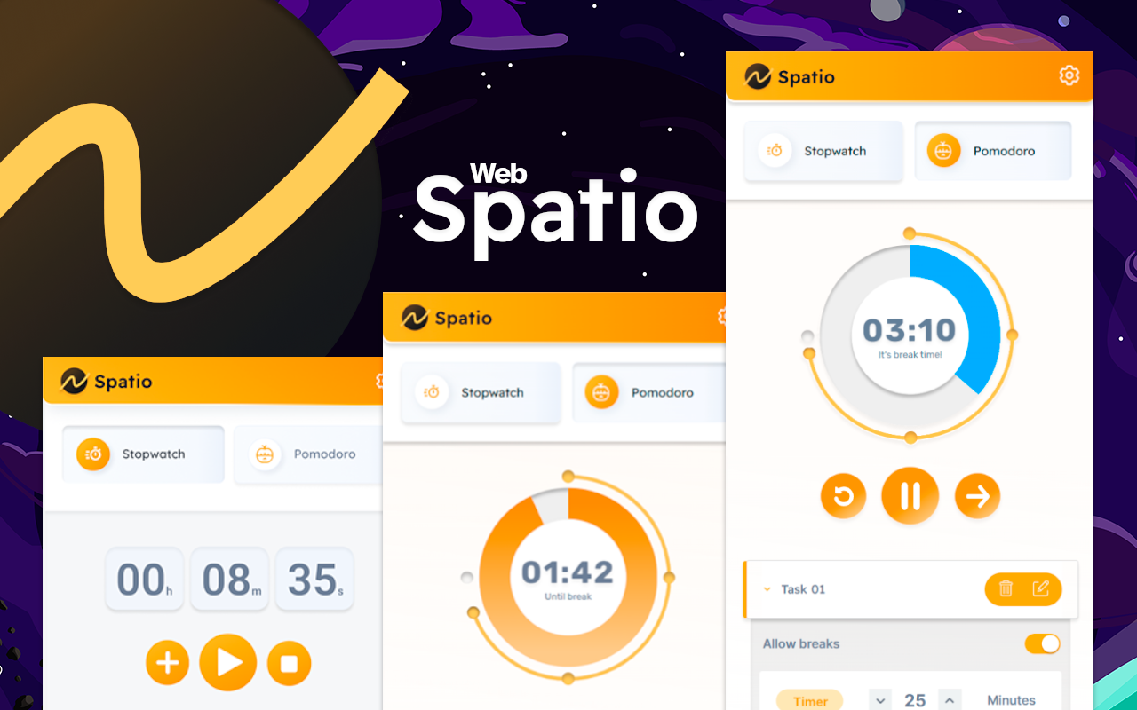 Spatio Stopwatch & Pomodoro Extension截图2