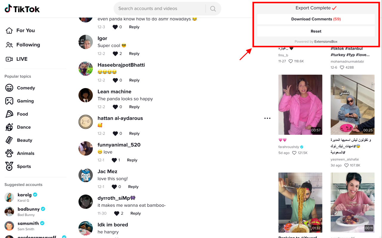 TikTok评论导出工具截图1