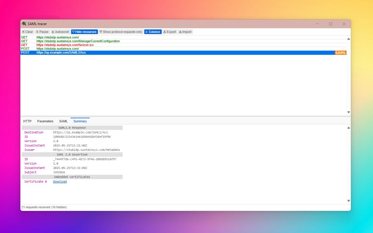 SAML-tracer截图5