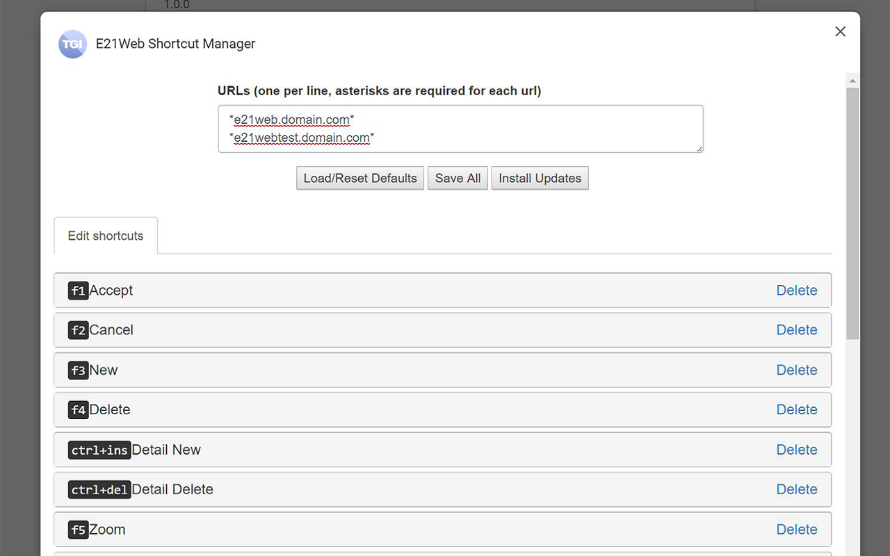 E21Web Shortcut Manager截图1