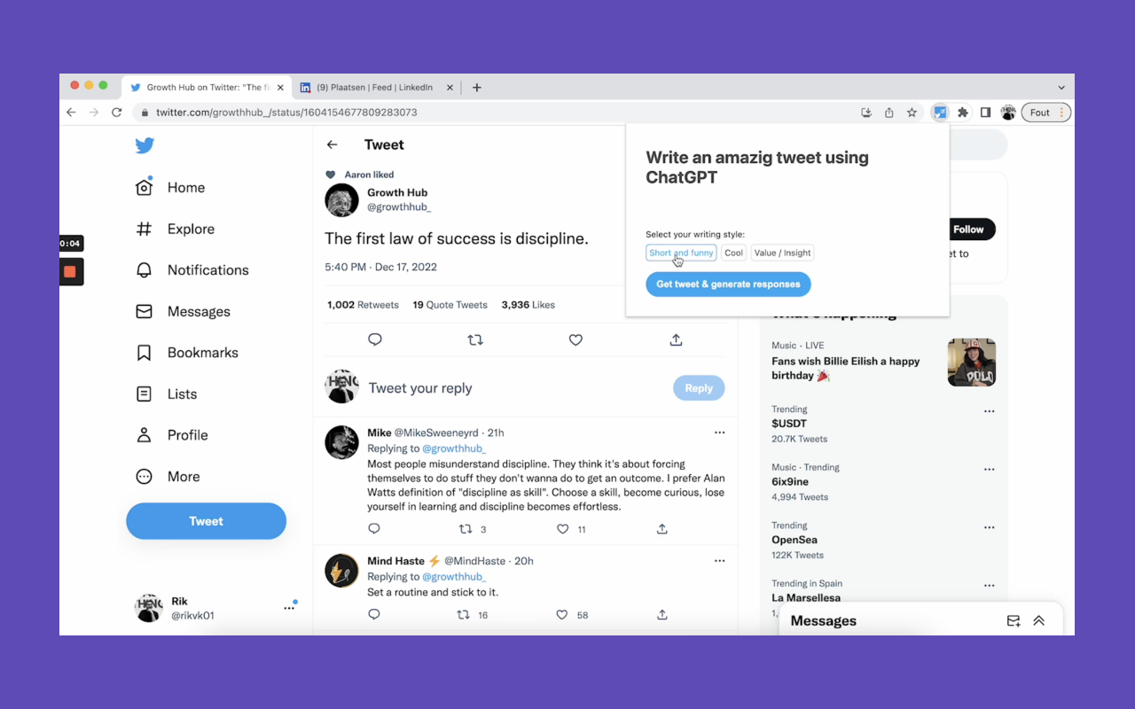 TwitterGPT - Respond to tweets with ChatGPT截图2