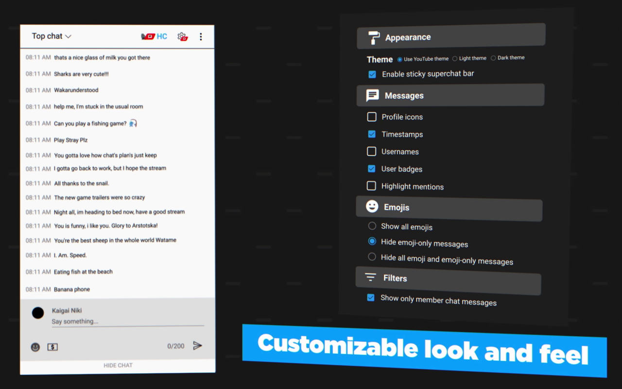 HyperChat [Improved YouTube Chat]截图1