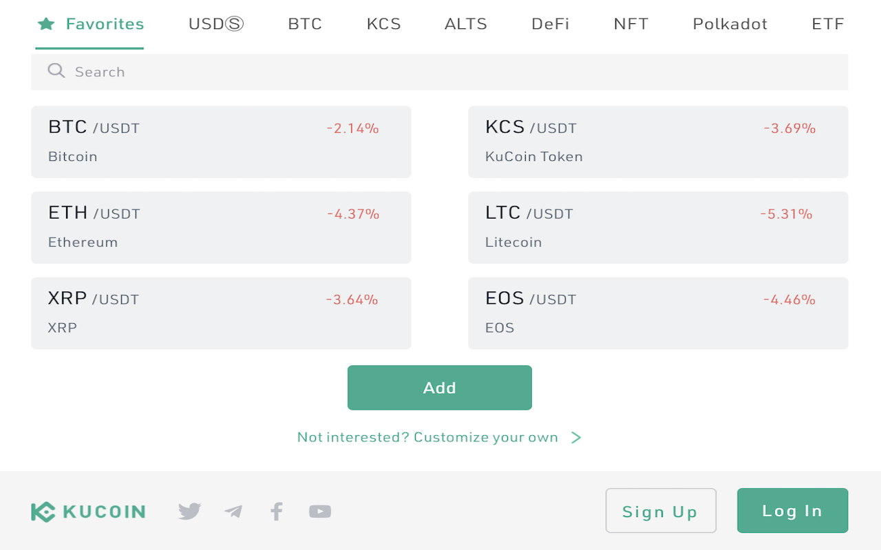 KuCoin:Bitcoin,Dogecoin Price Market截图2