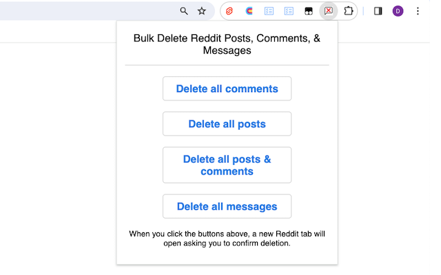 Bulk Delete Reddit Posts & Comments History截图1