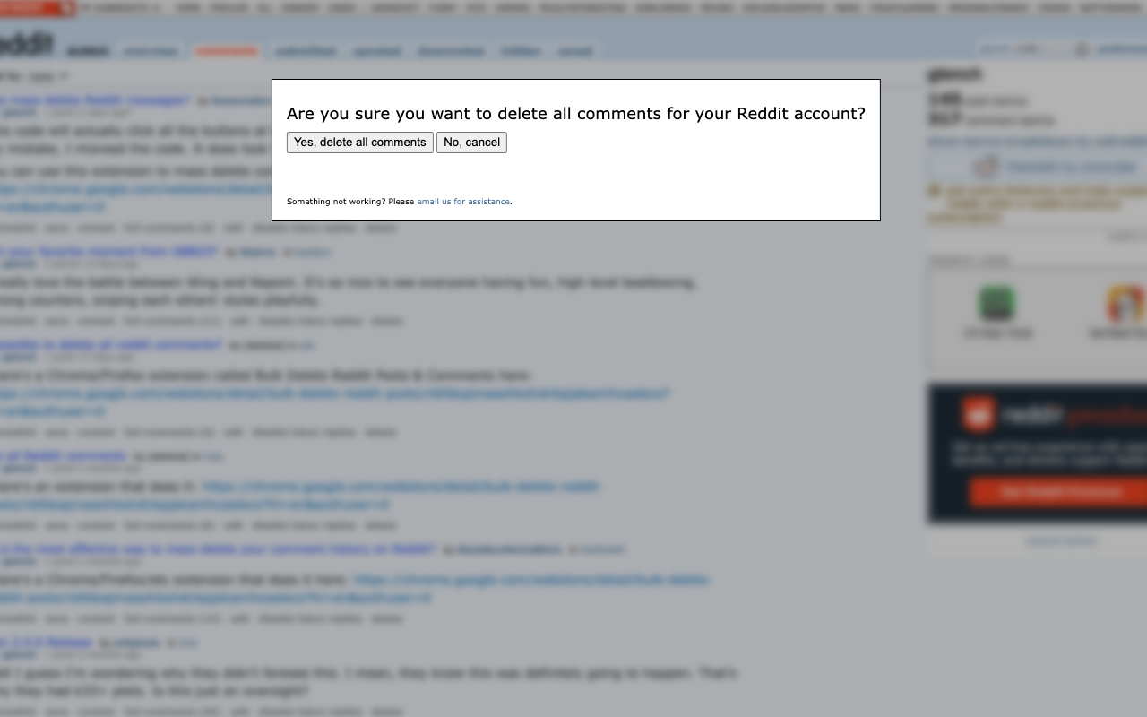 Bulk Delete Reddit Posts & Comments History截图2
