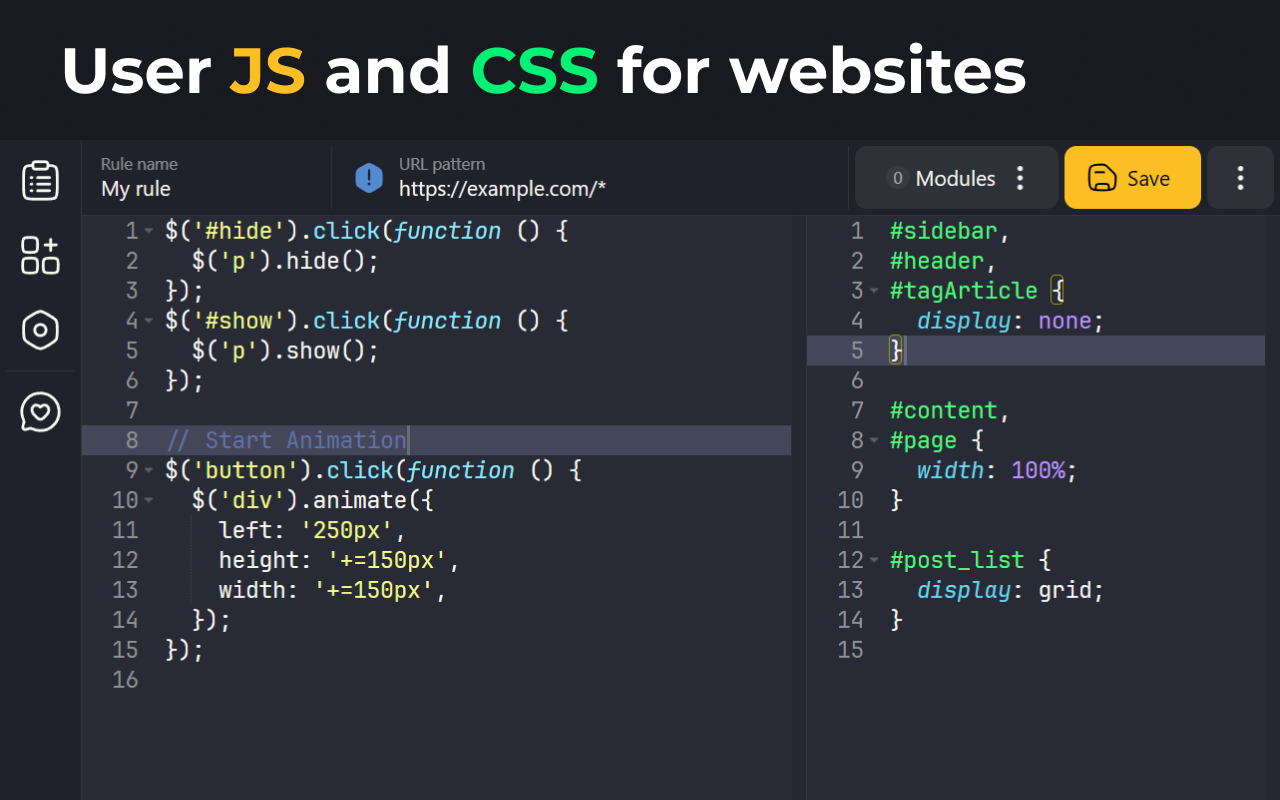 User JavaScript and CSS截图2