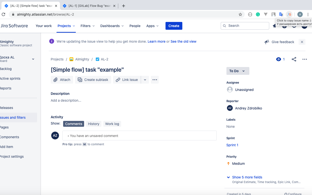 JiGit - Jira issue title to branch name截图2
