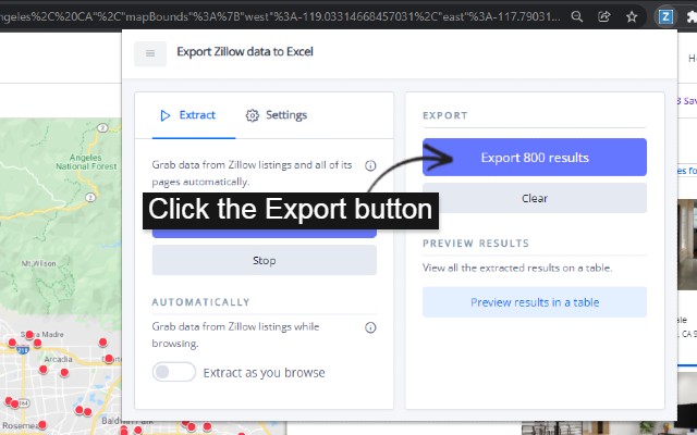 Export Zillow data to Excel截图1