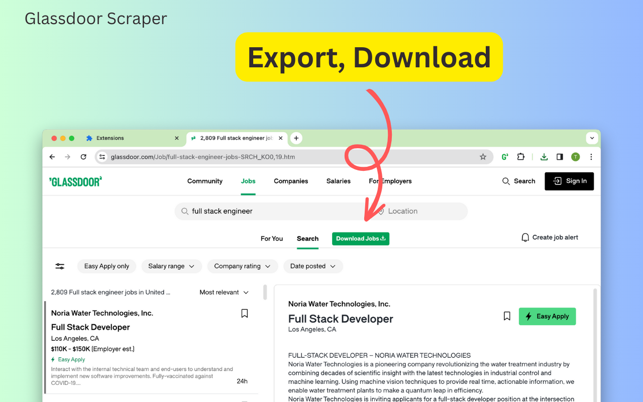 Glassdoor 数据抓取工具截图1