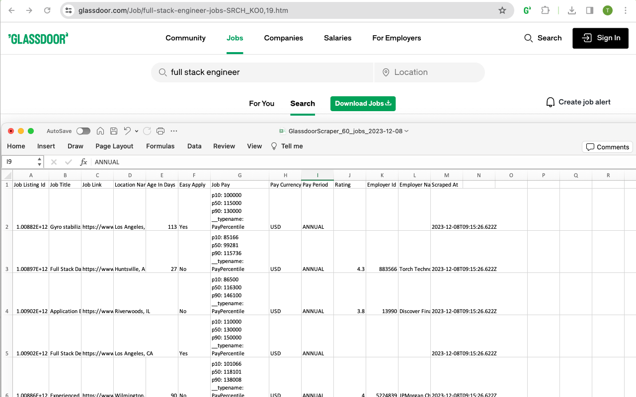 Glassdoor 数据抓取工具截图2