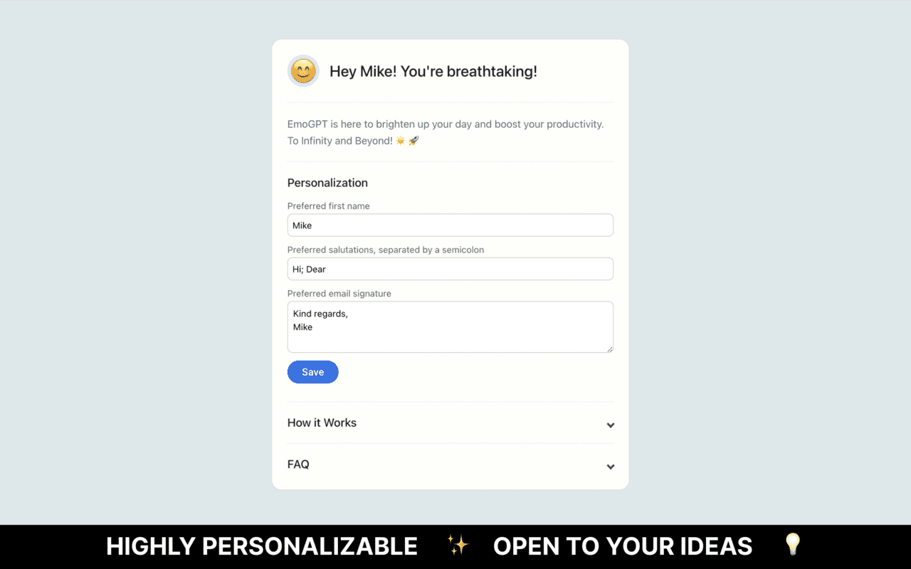 EmoGPT: Secure ChatGPT Email Writer for Gmail截图1