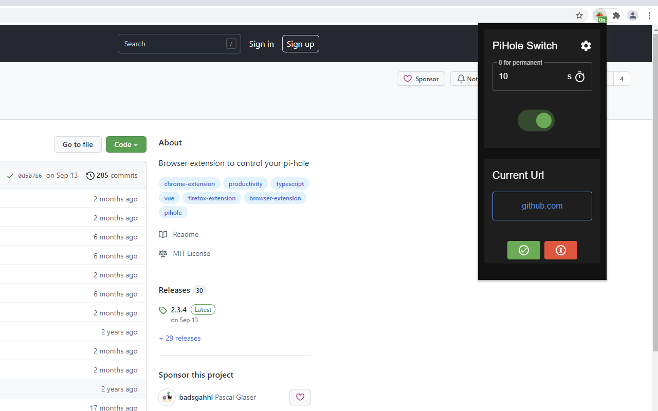 PiHole Browser Extension截图2