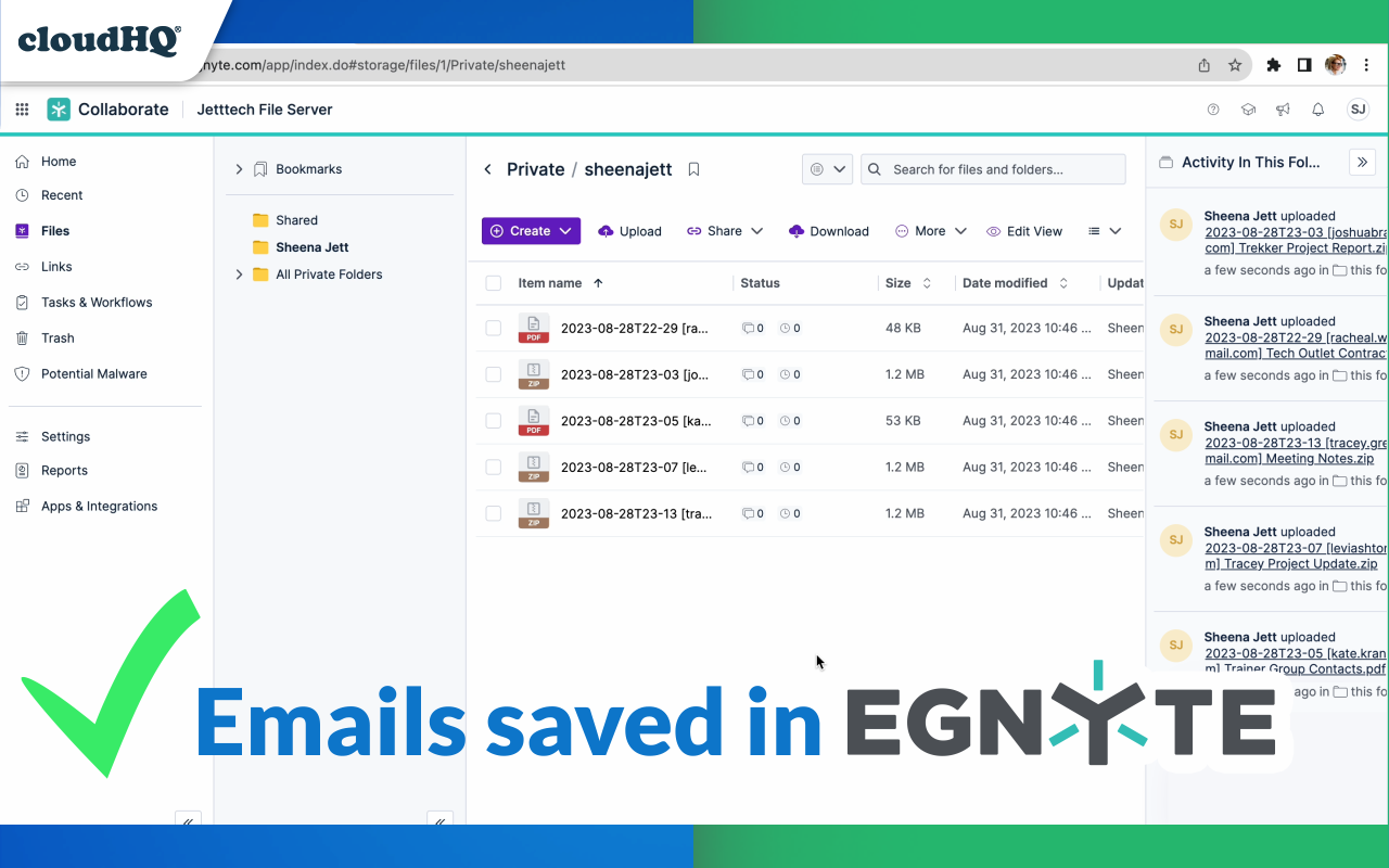 Save Emails to Egnyte by cloudHQ截图1