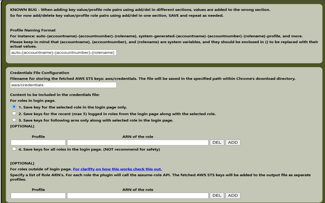 SAML to AWS STS Keys Conversion Multi Profile截图2