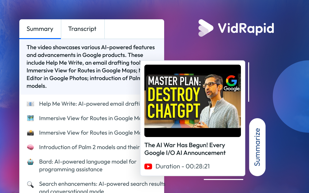Youtube Summary with ChatGPT | VidRapid截图3