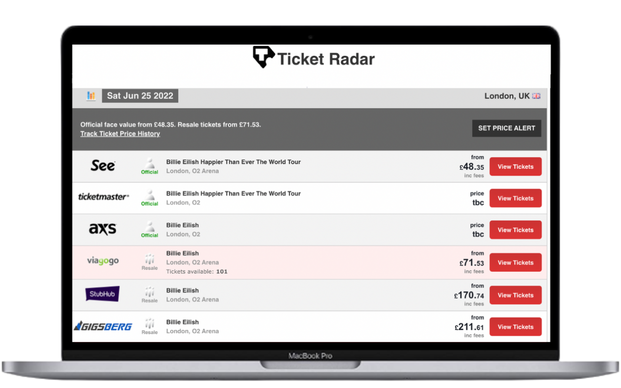 Ticket Radar - Compare Concert Ticket Prices截图2