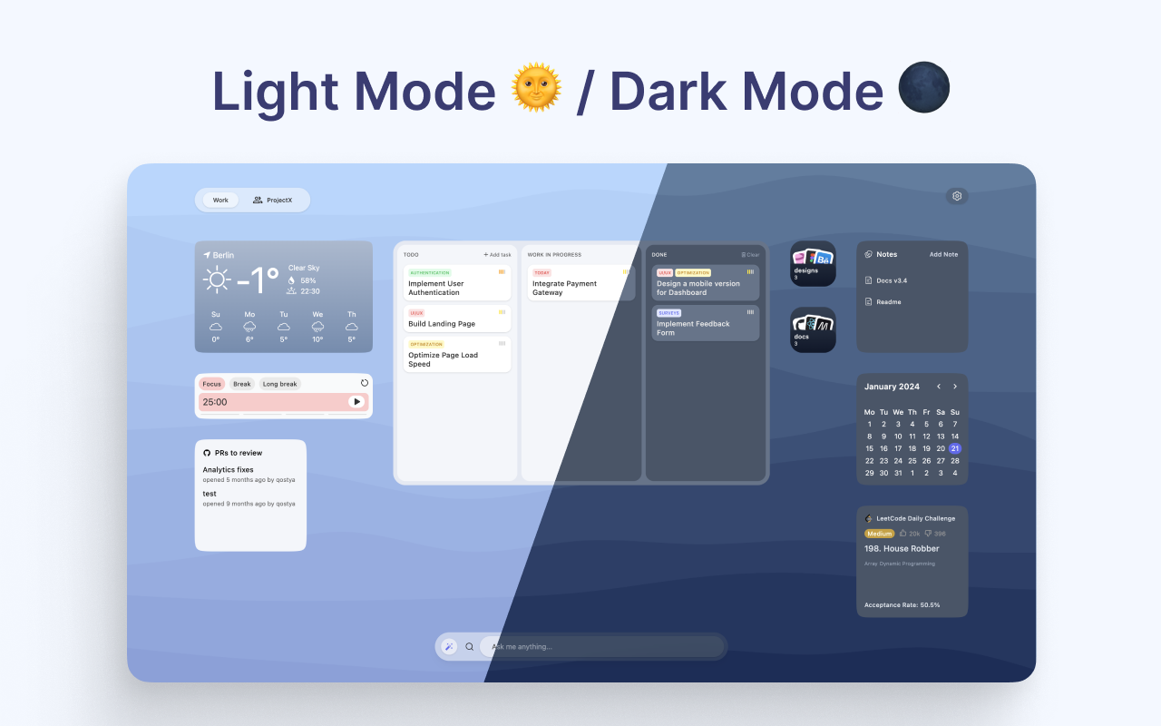 Casca: New Tab with ChatGPT and Widgets截图1