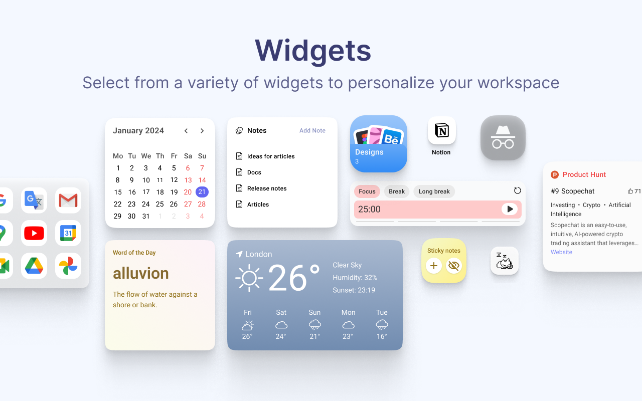 Casca: New Tab with ChatGPT and Widgets截图4