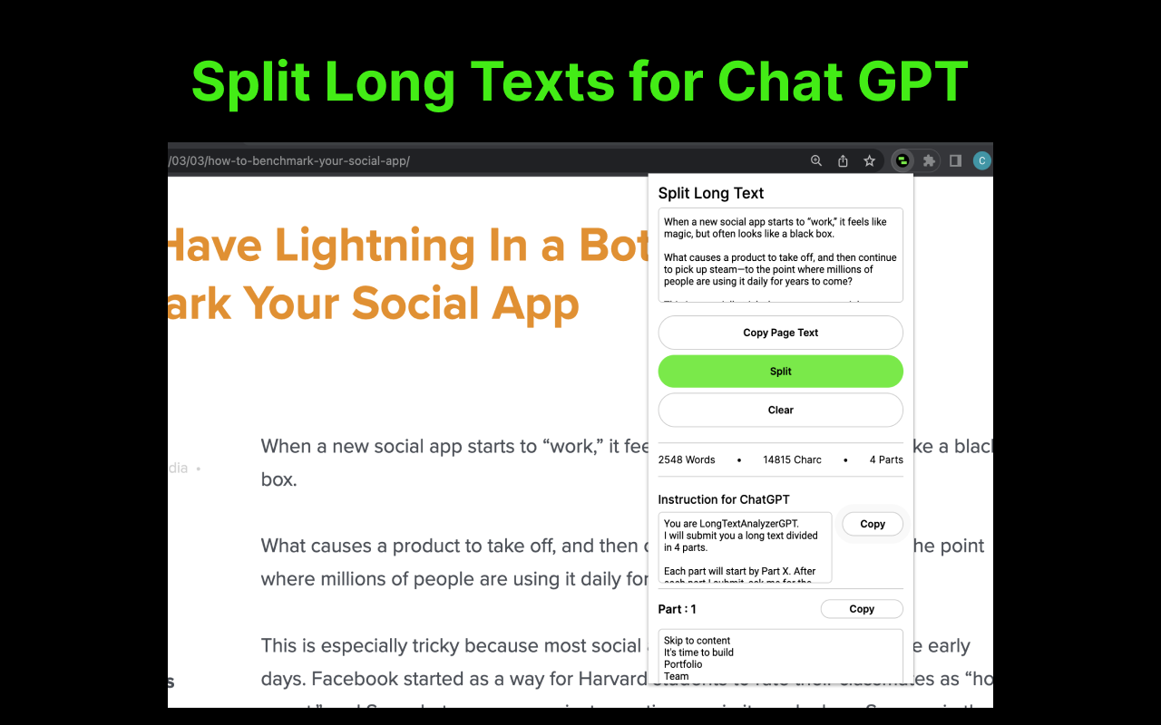Split Long Text for Chat GPT截图1