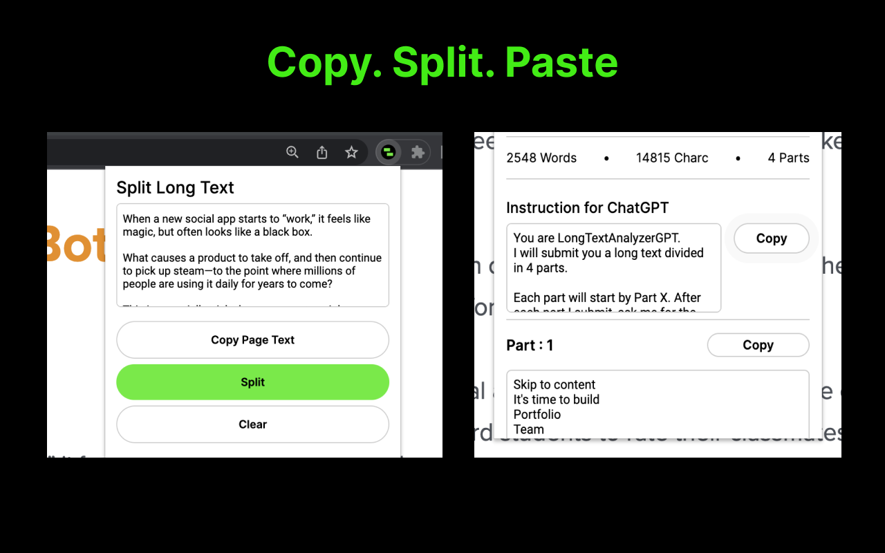 Split Long Text for Chat GPT截图2