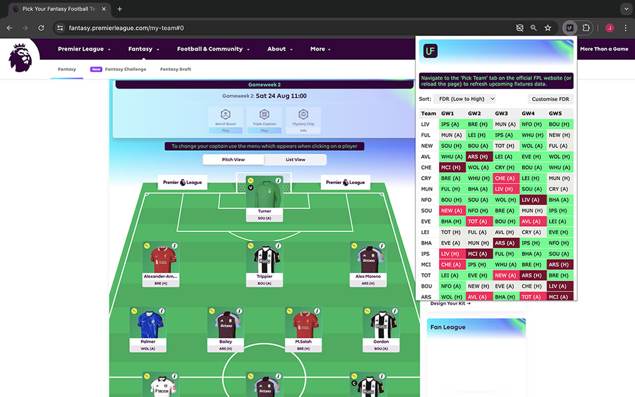 FPL Upcoming Fixtures截图1