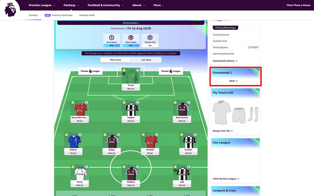 FPL Upcoming Fixtures截图2