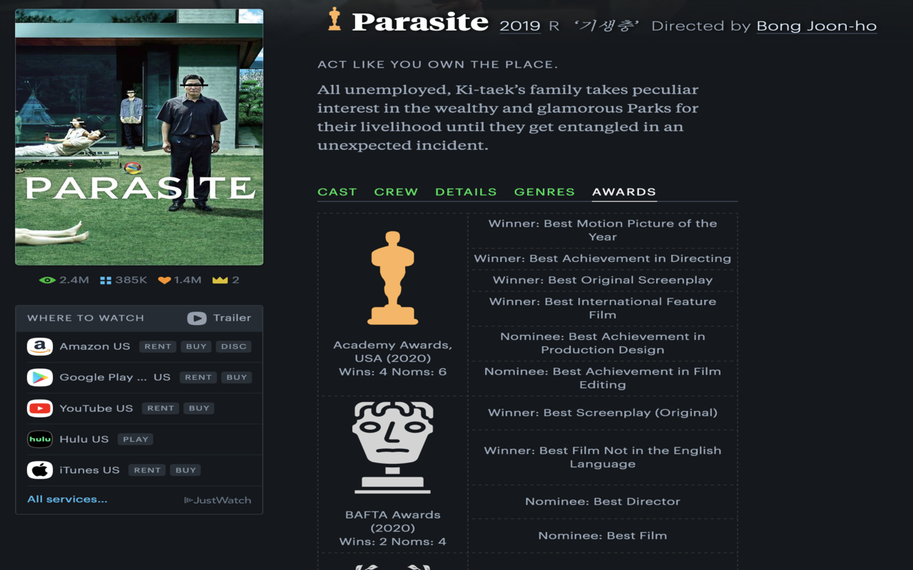 Awards List on Letterboxd截图2