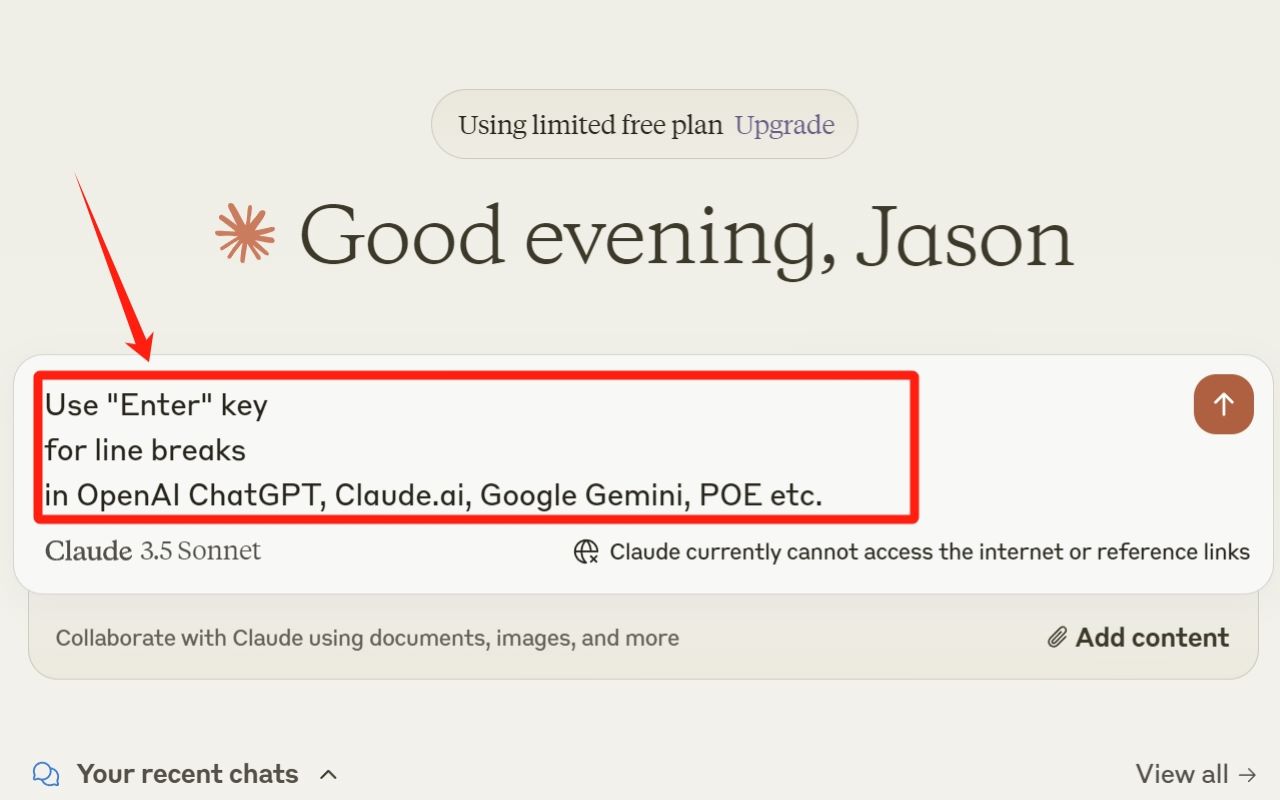 ChatGPT 回车键换行截图1