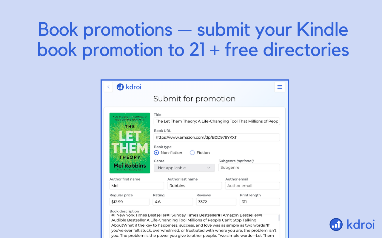KDROI – Book Marketing Tools for Authors截图5