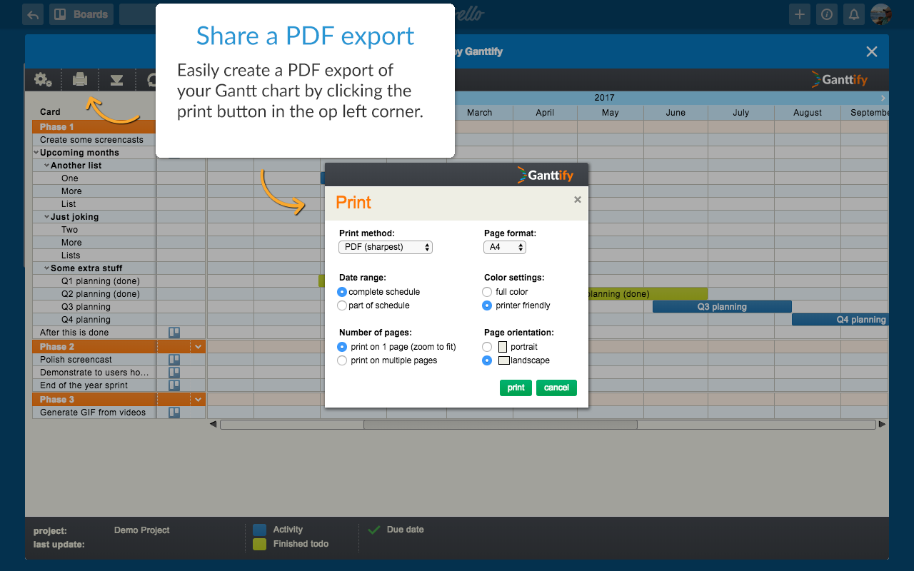 Gantt chart for Trello截图1