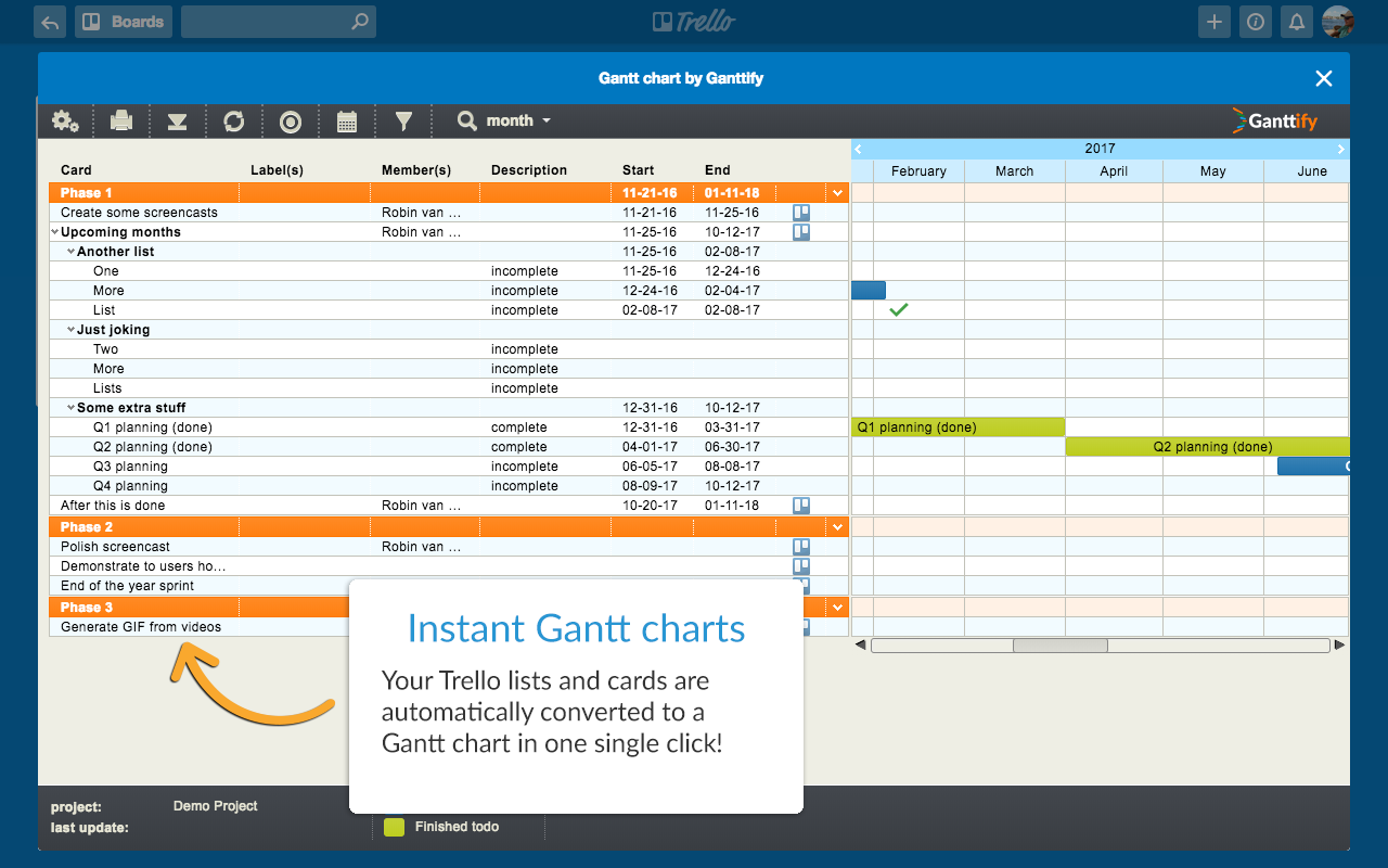 Gantt chart for Trello截图3