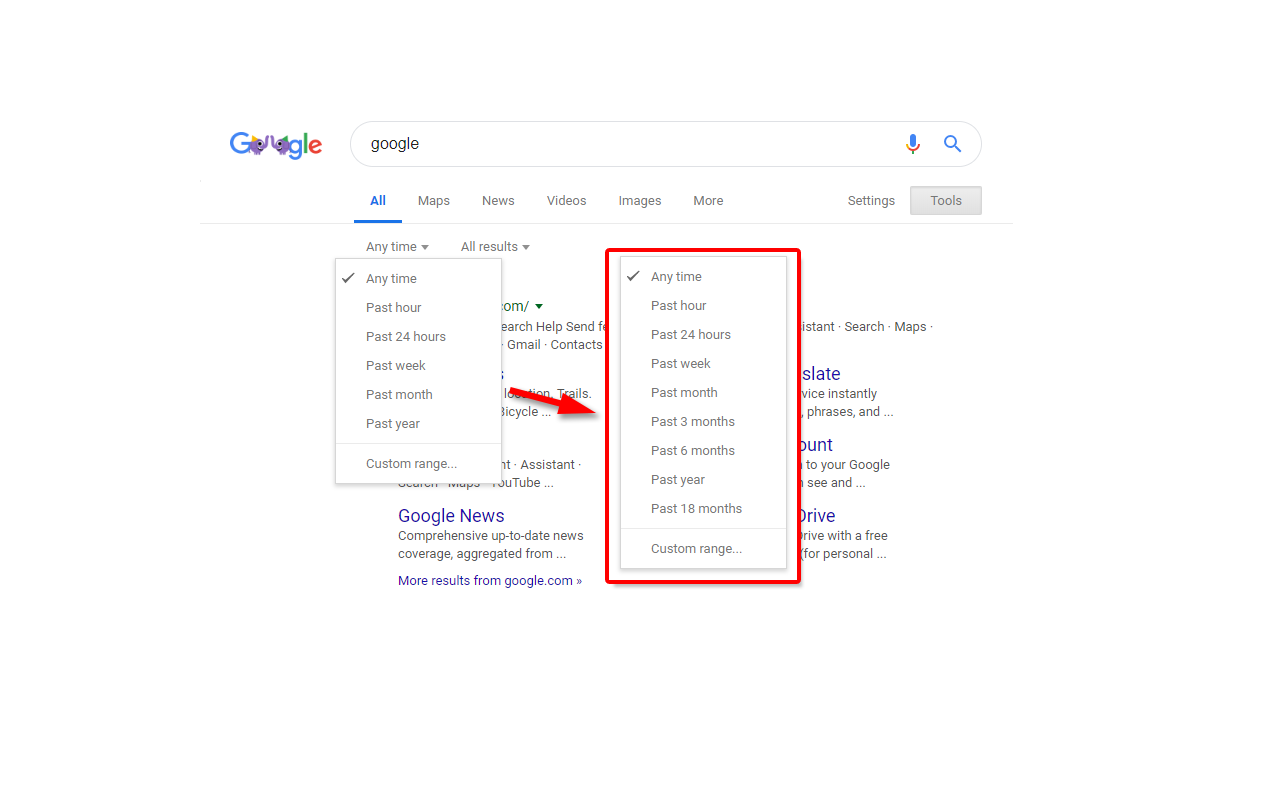 Google Search date range shortcut截图1