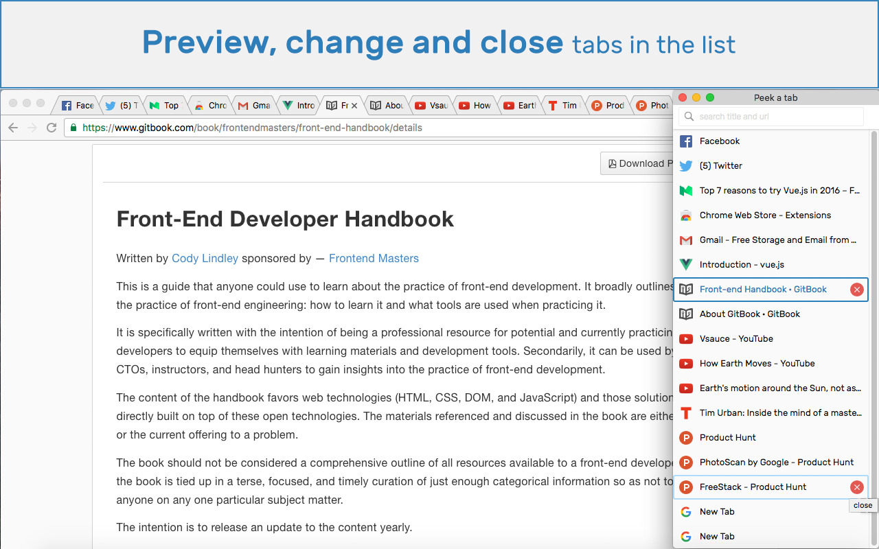 Peek-a-tab, Tabs Manager for Google Chrome™截图2