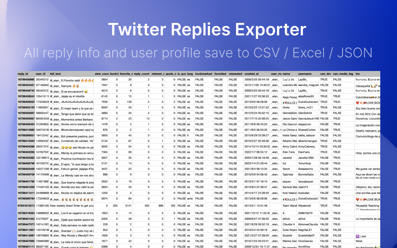 TwReplyExport - X/Twitter Replies Export截图1