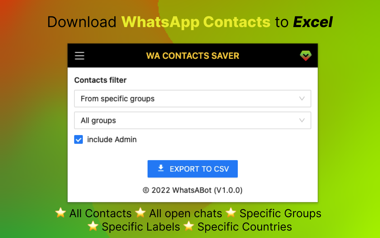 WAContactSaver - 导出 WhatsApp 联系人工具截图2