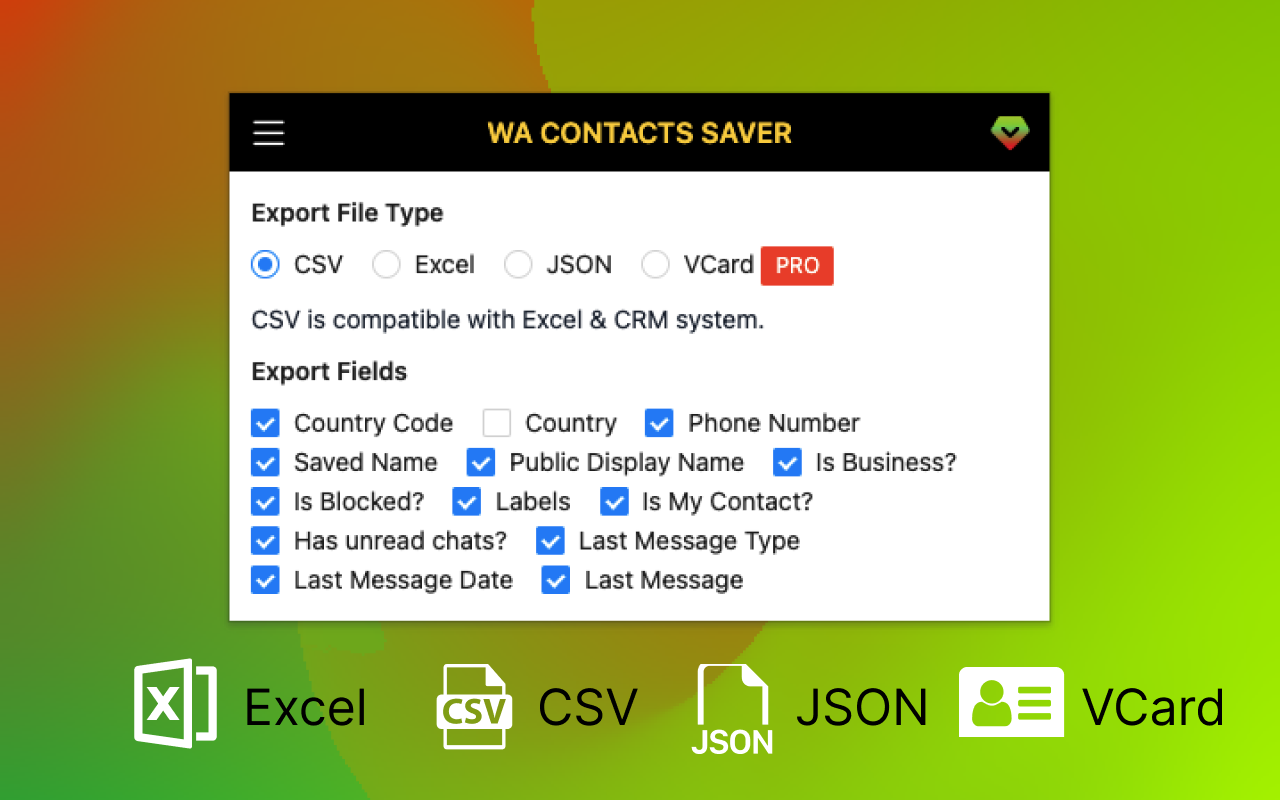 WAContactSaver - 导出 WhatsApp 联系人工具截图3