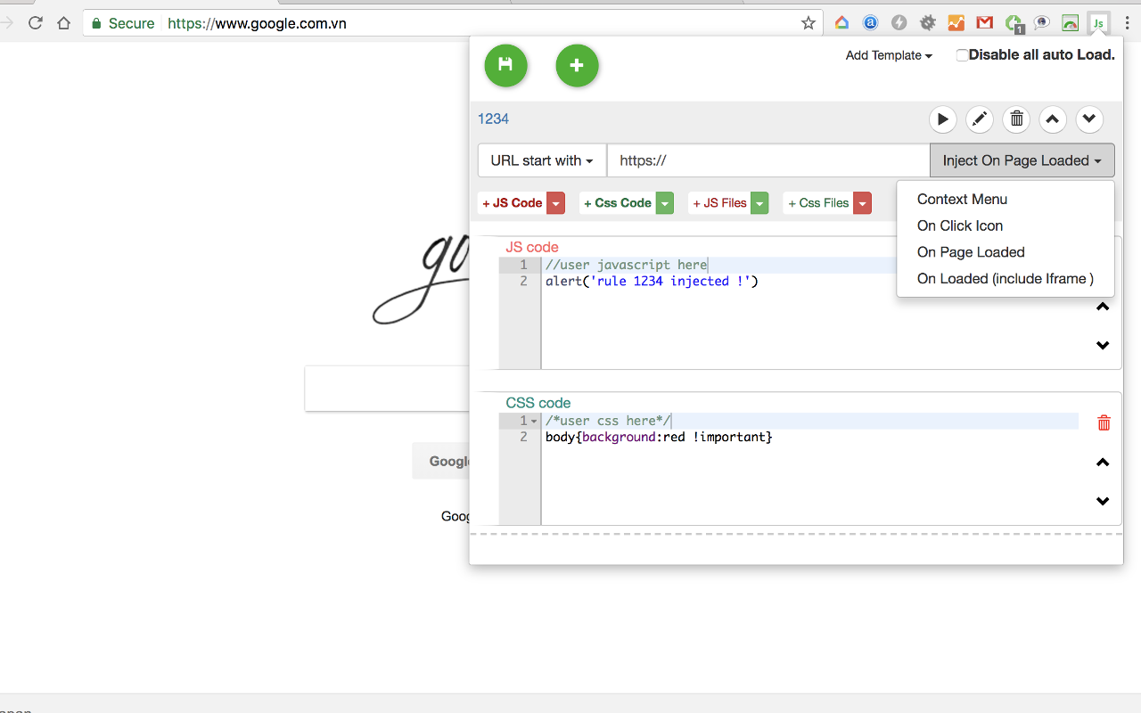 Javascript & Css auto injection截图1