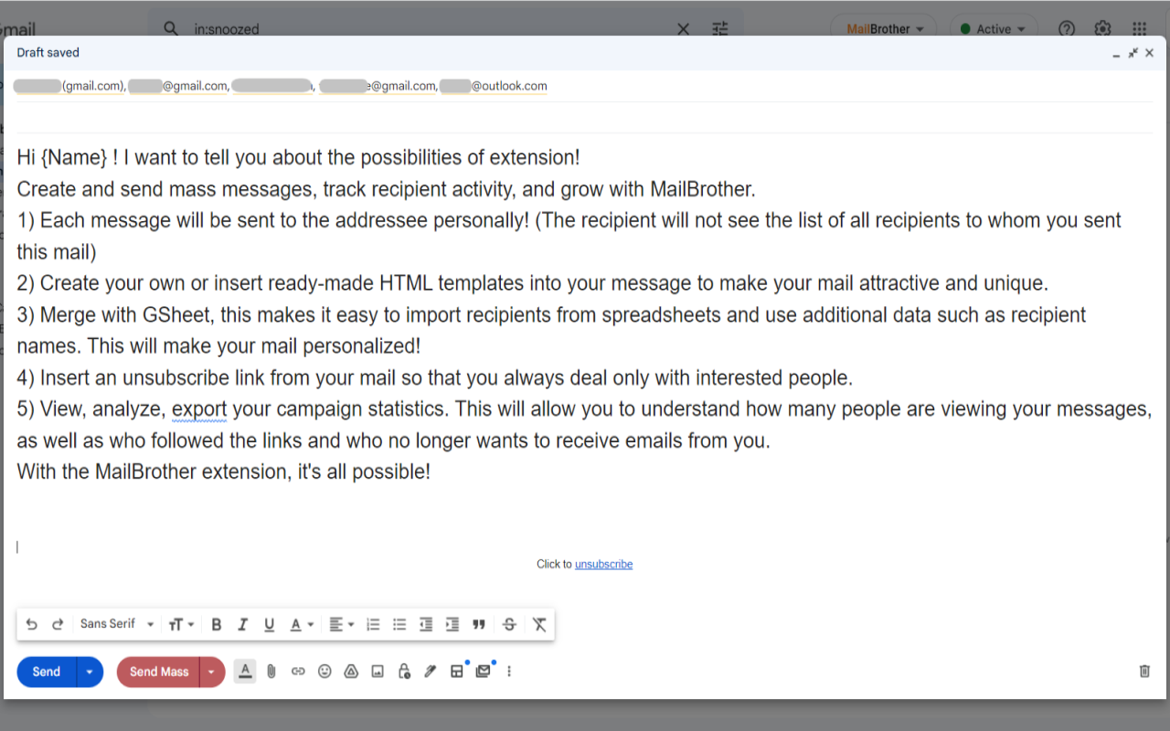 Send Mass Mail + HTML inserter for Gmail截图3