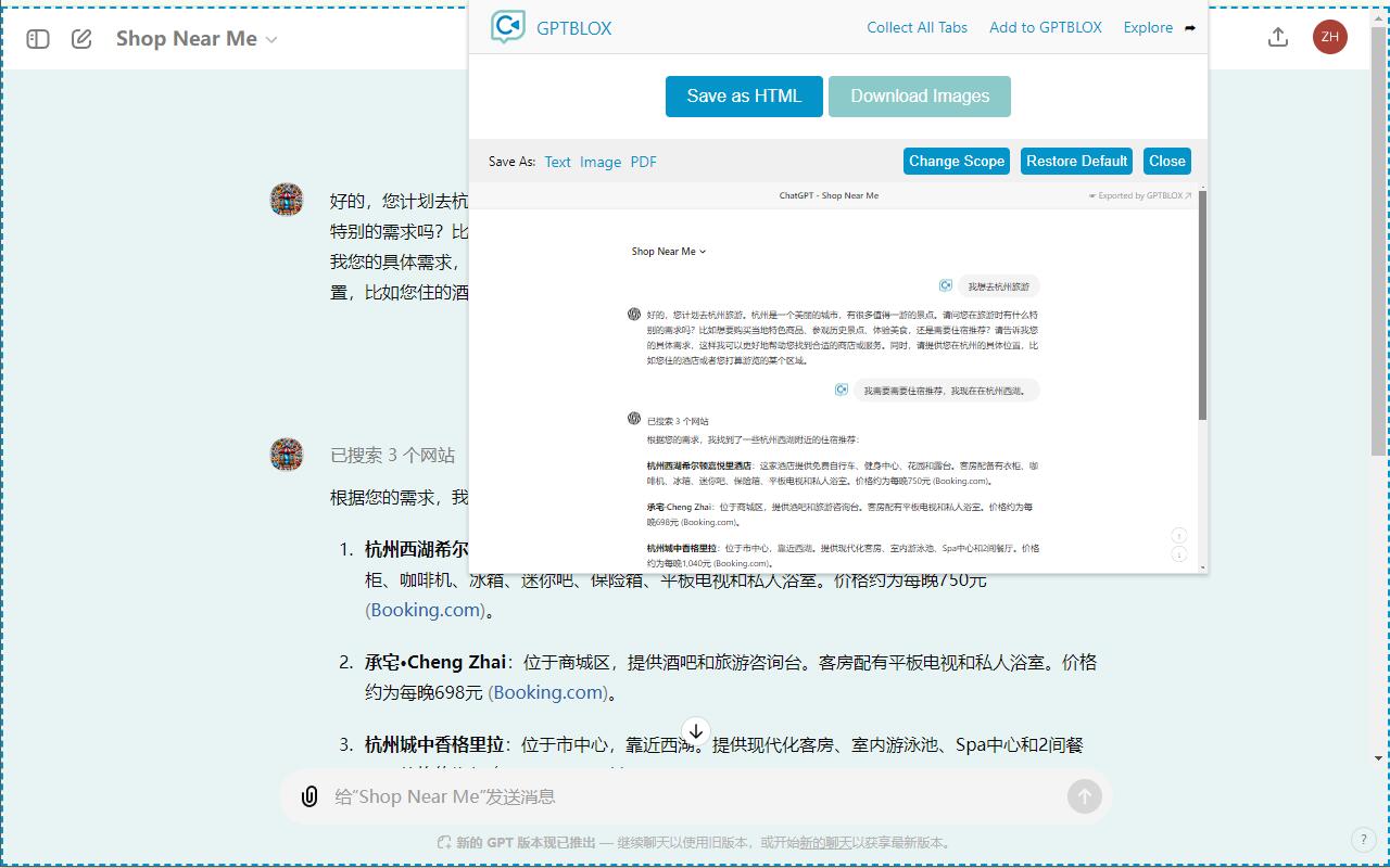 GPTBLOX - 保存ChatGPT对话记录 & 下载网页图片截图3