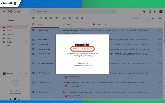 Backup Emails to AWS S3 by cloudHQ截图4