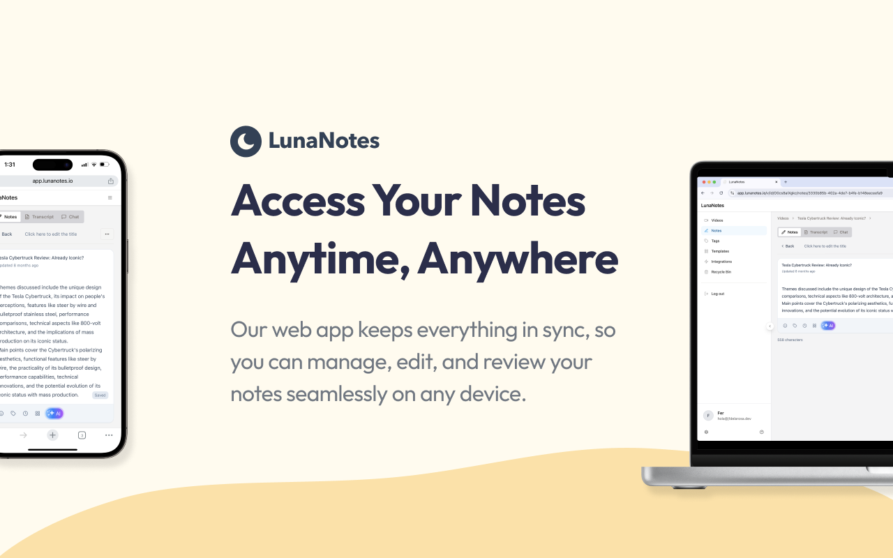 LunaNotes - Take notes on YouTube截图1