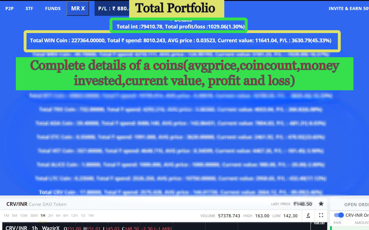 MrX - WazirX Portfolio Enhancer截图3