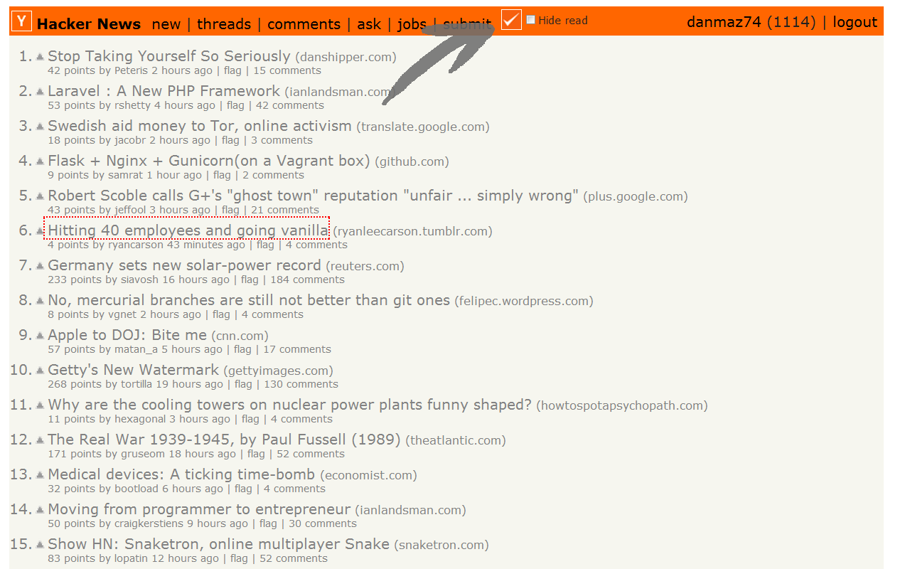 Hacker News: Mark All Read截图2