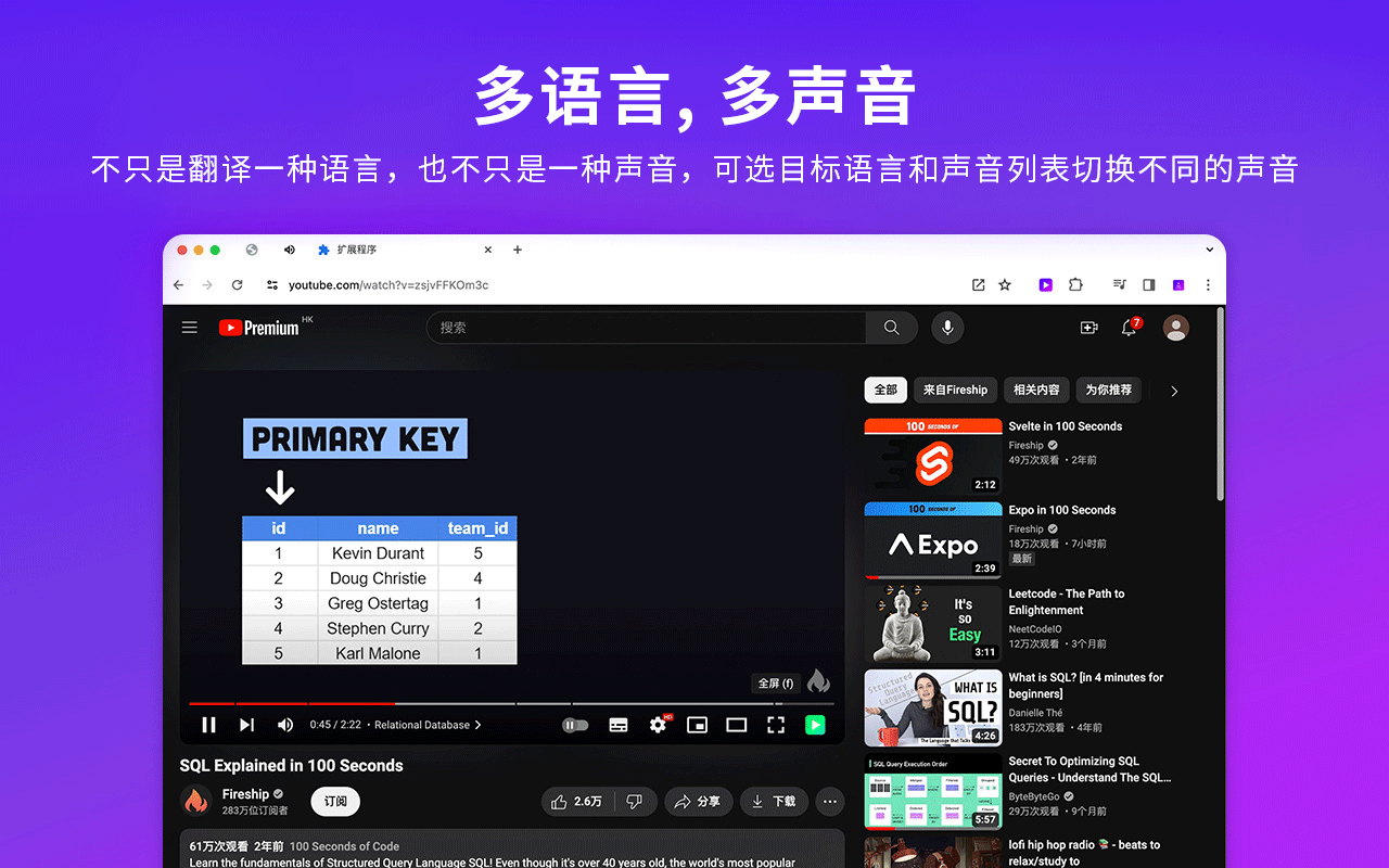 YouTube中文配音 – AI字幕翻译与配音 | Translate & Dub截图2