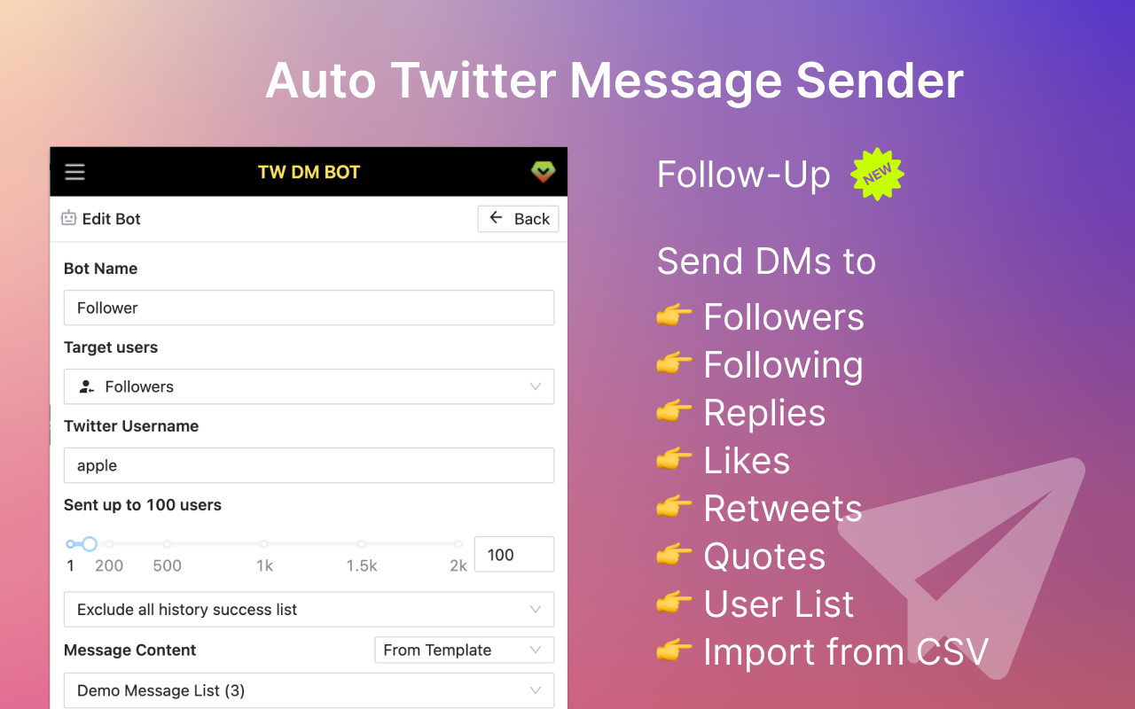 TwDM - Twitter DM Bot & Bulk Message Sender截图2